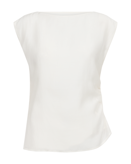 CMMOLLY - BLUSE MED ASYMMETRISK BUND I HVID