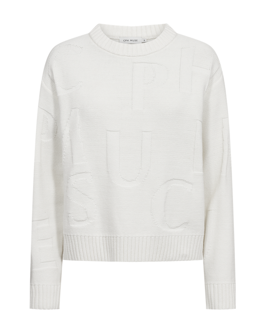 CMKOTOM - PULLOVER MED LOGOSTRUKTUR I RÅHVID