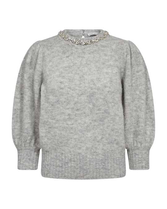 CMIBRA - PULLOVER MED RHINSTEN I GRÅ