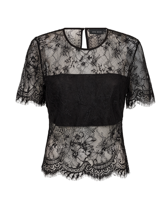 CMLEA - BLUSE MED BLONDER I SORT