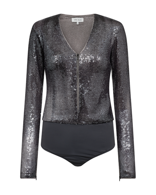 CMPAILLET - BODYSTOCKING MED PAILLETTER I SORT